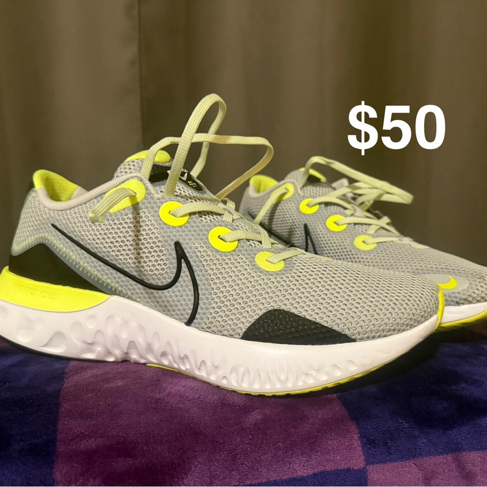 Nike Gray and Neon Yellow Running Shoes